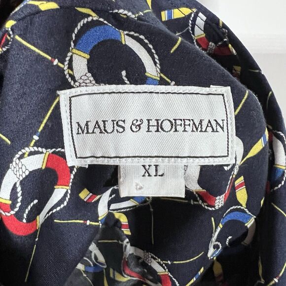Maus & Hoffman Nautical Buoy Boating Short Sleeve Button Up Shirt Men's XL NWT! - Picture 4 of 5